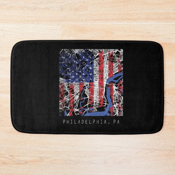 Item preview, Philadelphia Pennsylvania PA city map with US flag black and white designed and sold by gifts-ideas.