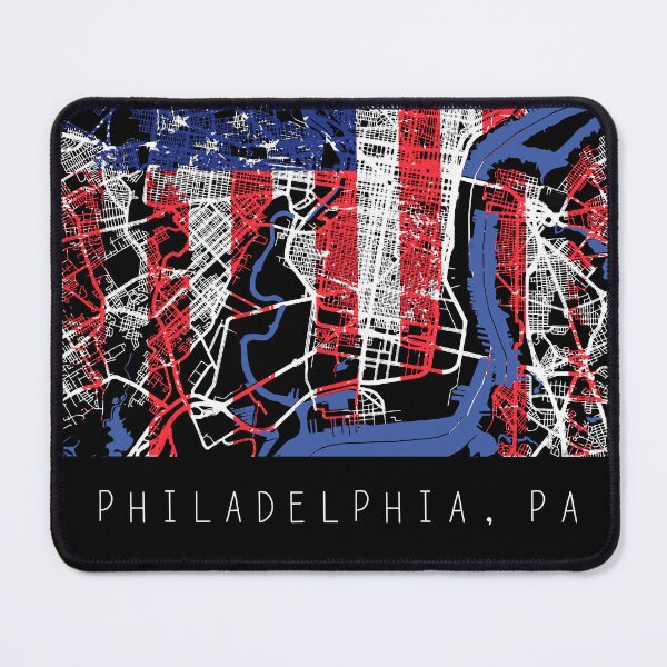 Item preview, Philadelphia Pennsylvania PA city map with US flag black and white designed and sold by gifts-ideas.