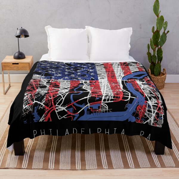 Item preview, Philadelphia Pennsylvania PA city map with US flag black and white designed and sold by gifts-ideas.