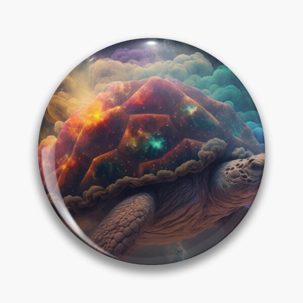 Item preview, Cosmic Turtle floating through Space with a cloud of Rainbow smoke around him designed and sold by AdamesArtStudio.