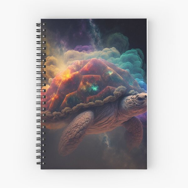Item preview, Cosmic Turtle floating through Space with a cloud of Rainbow smoke around him designed and sold by AdamesArtStudio.