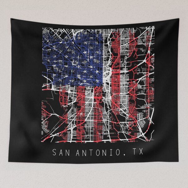 Item preview, San Antonio Texas TX city map with US flag black and white designed and sold by gifts-ideas.