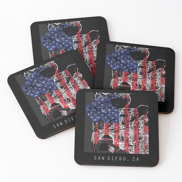 Item preview, San Diego California CA city map with US flag black and white designed and sold by gifts-ideas.