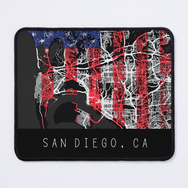Item preview, San Diego California CA city map with US flag black and white designed and sold by gifts-ideas.