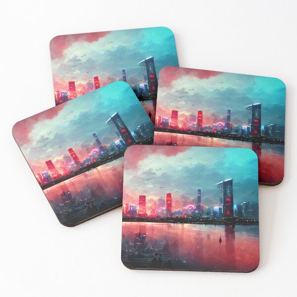 Item preview, Bay - Cyberpunk Cityscape Skyline designed and sold by ArkMinted.