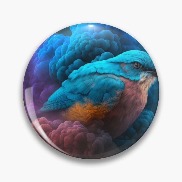 Item preview, Eurasian Blue Tit - Blue bird displayed in Cloud of Rainbow smoke designed and sold by AdamesArtStudio.