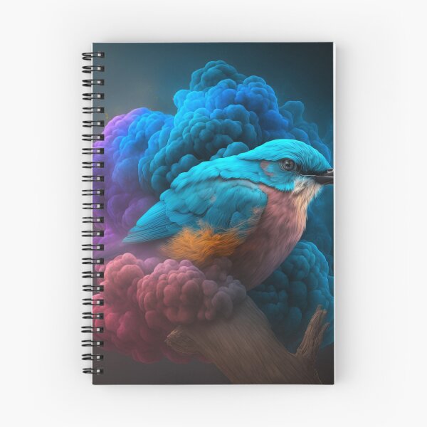 Item preview, Eurasian Blue Tit - Blue bird displayed in Cloud of Rainbow smoke designed and sold by AdamesArtStudio.