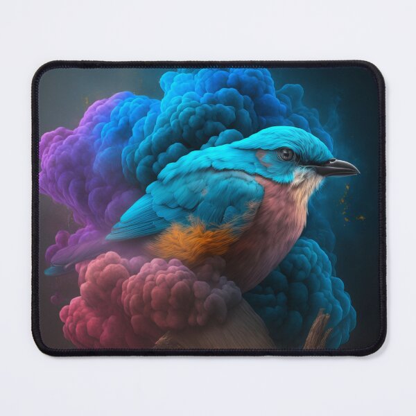 Item preview, Eurasian Blue Tit - Blue bird displayed in Cloud of Rainbow smoke designed and sold by AdamesArtStudio.