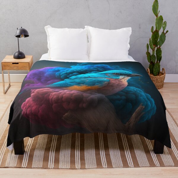 Item preview, Eurasian Blue Tit - Blue bird displayed in Cloud of Rainbow smoke designed and sold by AdamesArtStudio.