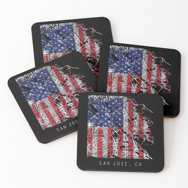 Item preview, San Jose California city map with US flag black and white designed and sold by gifts-ideas.