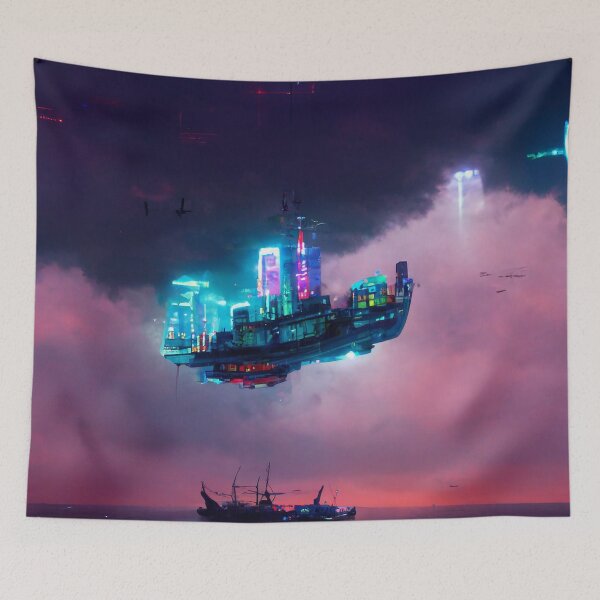 Item preview, Lofi Zenith - Cyberpunk Cityscape Skyline designed and sold by ArkMinted.