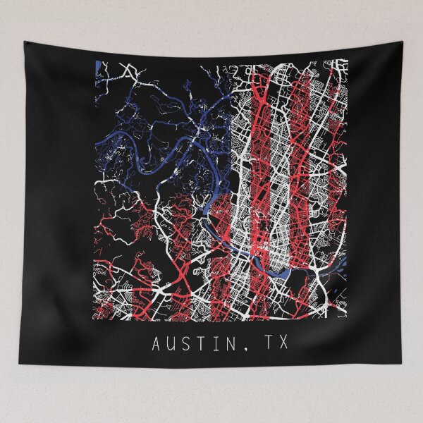 Item preview, Austin Texas city map with US flag black and white designed and sold by gifts-ideas.