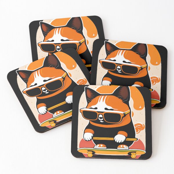 Item preview, skateboarding cat designed and sold by Cute-huh.