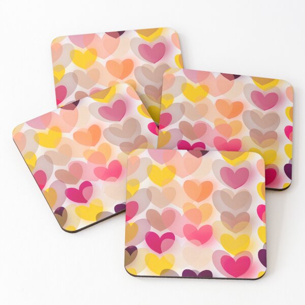 Item preview, Happy hearts in pink, purple and yellow digital pattern  designed and sold by Bonheurem.