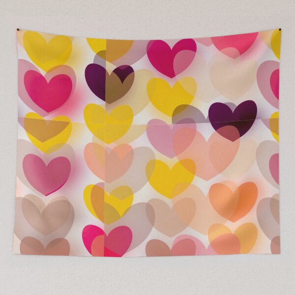 Item preview, Happy hearts in pink, purple and yellow digital pattern  designed and sold by Bonheurem.