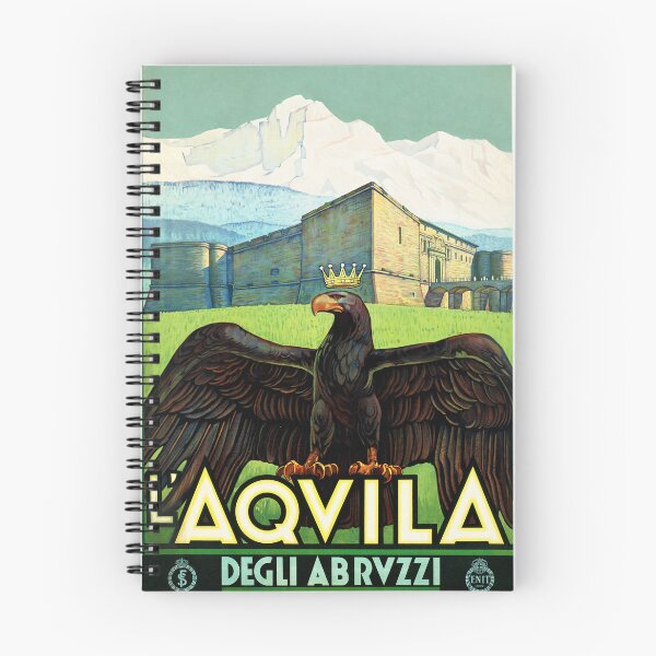 Item preview, L' AQUILA DEGLI ABRUZZI Eagle 1934 ENIT ITALY Vintage Travel Poster designed and sold by retroposters.