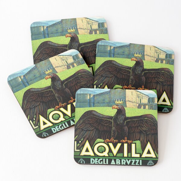 Item preview, L' AQUILA DEGLI ABRUZZI Eagle 1934 ENIT ITALY Vintage Travel Poster designed and sold by retroposters.
