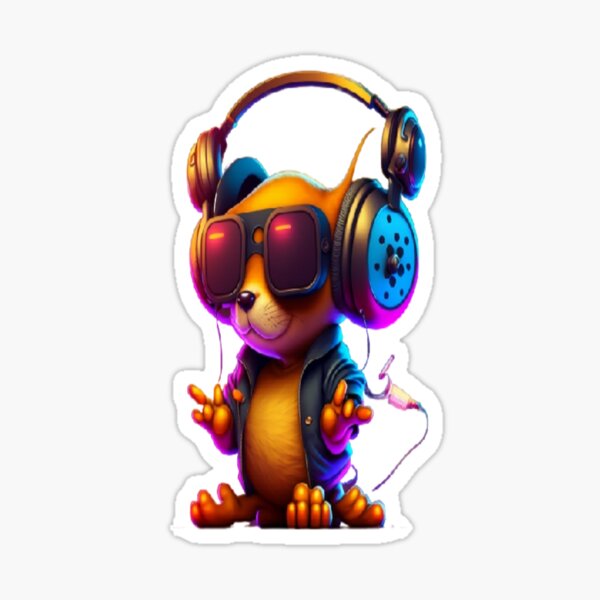 Dj Kitty with headphones Sticker for Sale by Spacefans