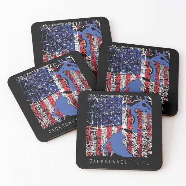 Item preview, Mapa de la ciudad de Jacksonville Florida con bandera estadounidense en blanco y negro designed and sold by gifts-ideas.