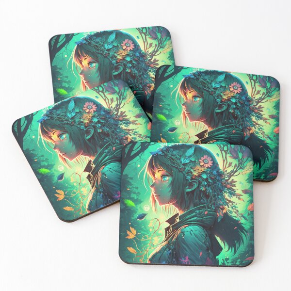 Item preview, Pretty Anime Girl in a Bioluminescent Fantasy Forest designed and sold by The-Sinister.