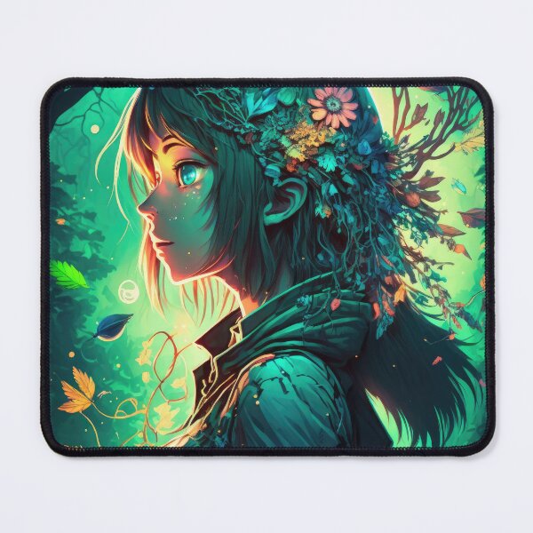 Item preview, Pretty Anime Girl in a Bioluminescent Fantasy Forest designed and sold by The-Sinister.