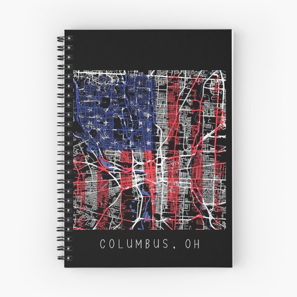 Item preview, Columbus Ohio OH city map with US flag black and white designed and sold by gifts-ideas.