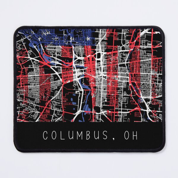 Item preview, Columbus Ohio OH city map with US flag black and white designed and sold by gifts-ideas.