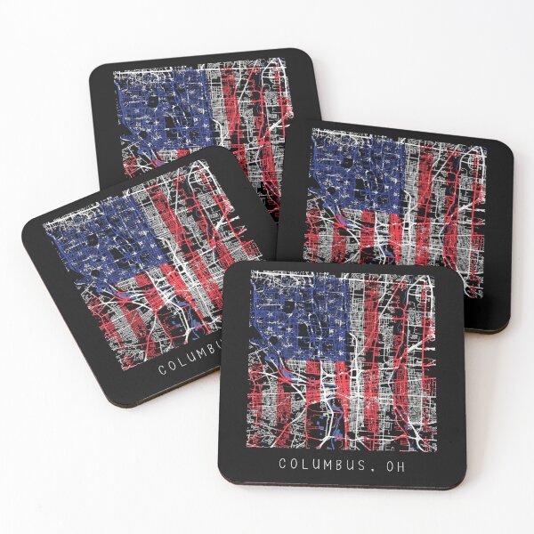 Item preview, Columbus Ohio OH city map with US flag black and white designed and sold by gifts-ideas.