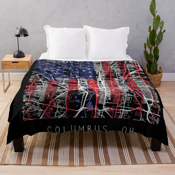 Item preview, Columbus Ohio OH city map with US flag black and white designed and sold by gifts-ideas.