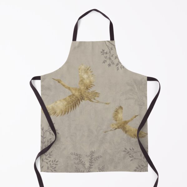Item preview, Oriental Cranes in stone with gold effect Leaves Pattern designed and sold by WearWolfDesigns.