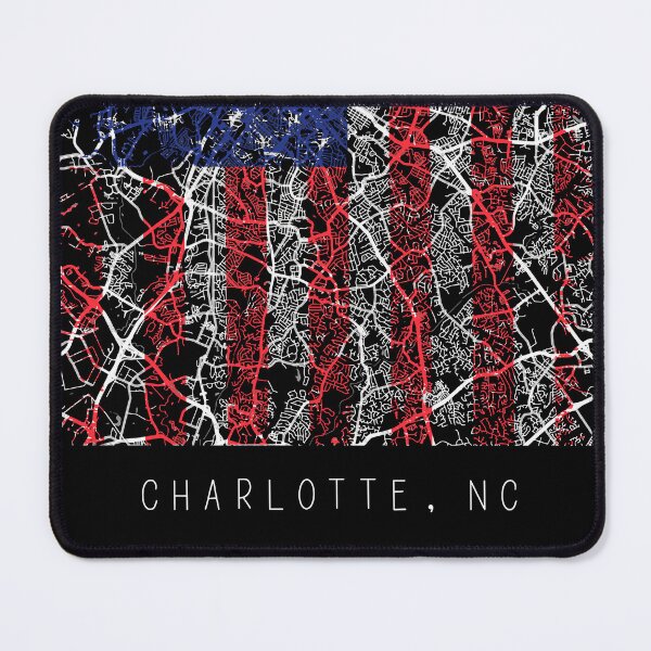 Item preview, Charlotte North Carolina NC city map with US flag black and white designed and sold by gifts-ideas.