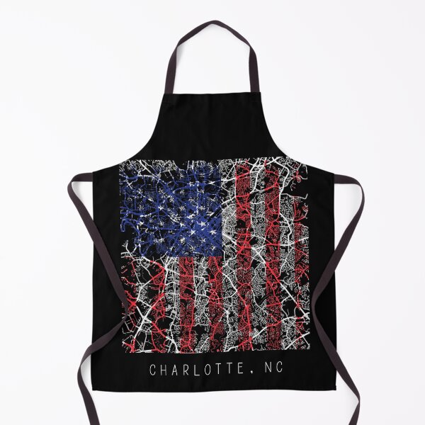 Item preview, Charlotte North Carolina NC city map with US flag black and white designed and sold by gifts-ideas.
