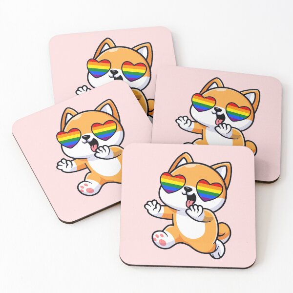 Item preview, Shiba Inu Heart Eyes with Rainbow Pride Flag designed and sold by everything4eva.