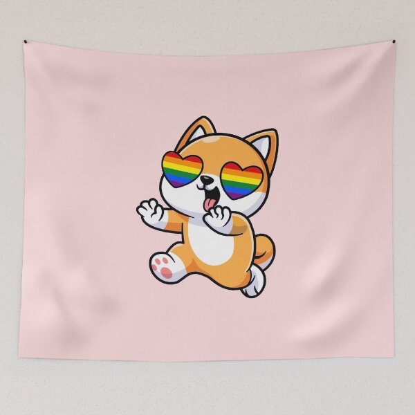 Item preview, Shiba Inu Heart Eyes with Rainbow Pride Flag designed and sold by everything4eva.