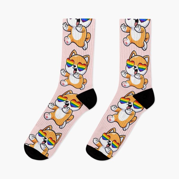Item preview, Shiba Inu Heart Eyes with Rainbow Pride Flag designed and sold by everything4eva.