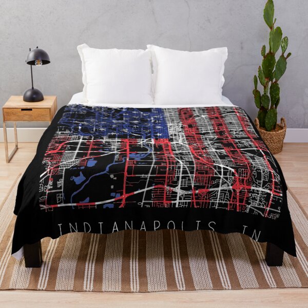 Item preview, Indianapolis Indiana IN city map with US flag black and white designed and sold by gifts-ideas.