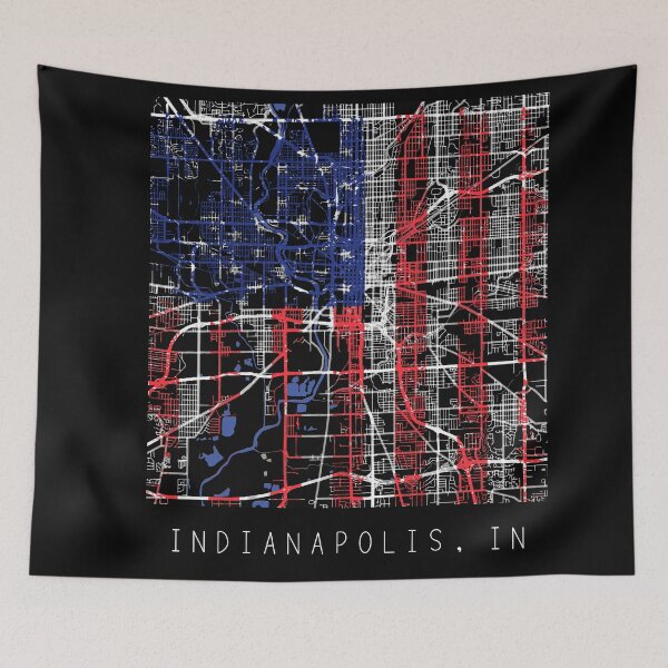 Item preview, Indianapolis Indiana IN city map with US flag black and white designed and sold by gifts-ideas.
