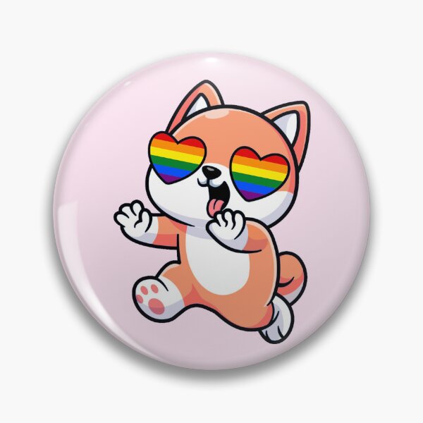Item preview, Peach Shiba Inu Heart Eyes with Rainbow Pride Flag designed and sold by everything4eva.