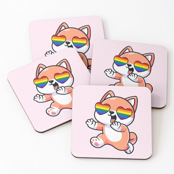 Item preview, Peach Shiba Inu Heart Eyes with Rainbow Pride Flag designed and sold by everything4eva.