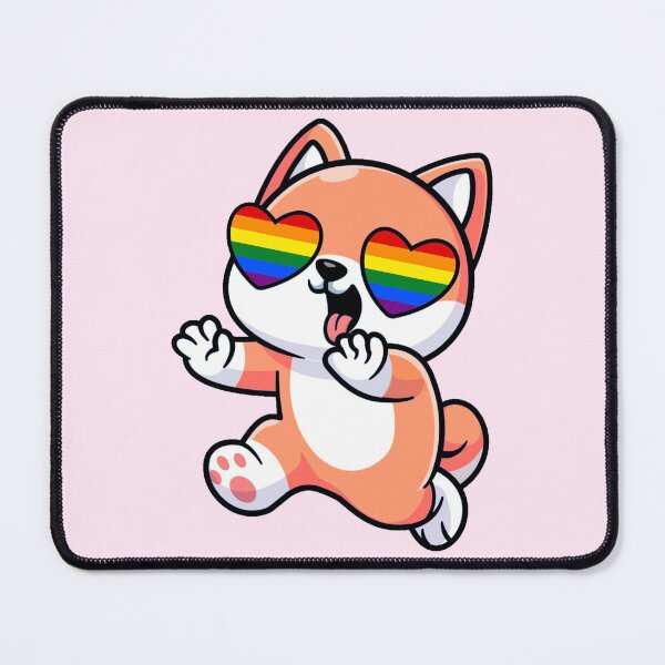 Item preview, Peach Shiba Inu Heart Eyes with Rainbow Pride Flag designed and sold by everything4eva.