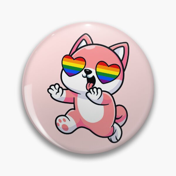 Item preview, Pink Shiba Inu Heart Eyes with Rainbow Pride Flag designed and sold by everything4eva.