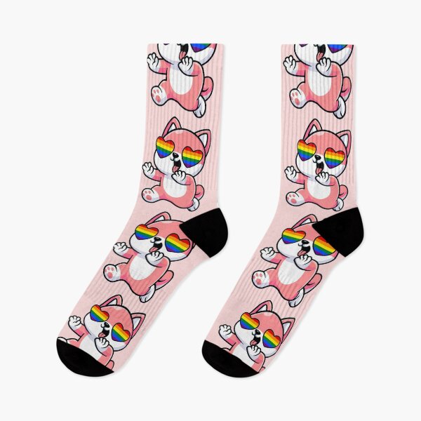 Item preview, Pink Shiba Inu Heart Eyes with Rainbow Pride Flag designed and sold by everything4eva.