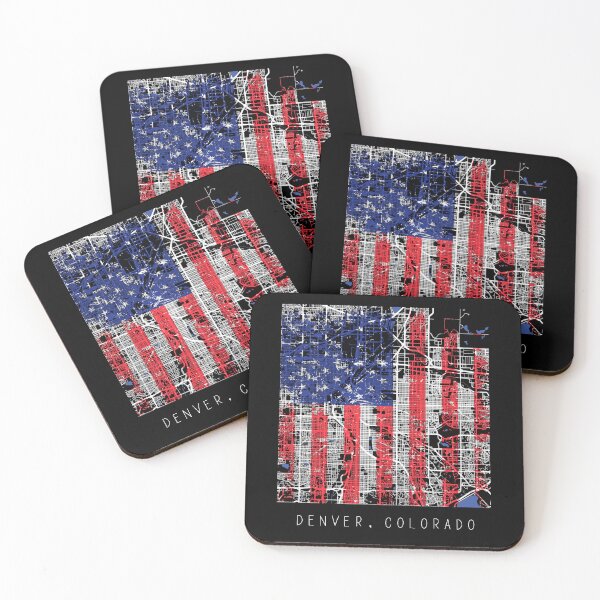 Item preview, Denver Colorado CO city map with US flag black and white designed and sold by gifts-ideas.
