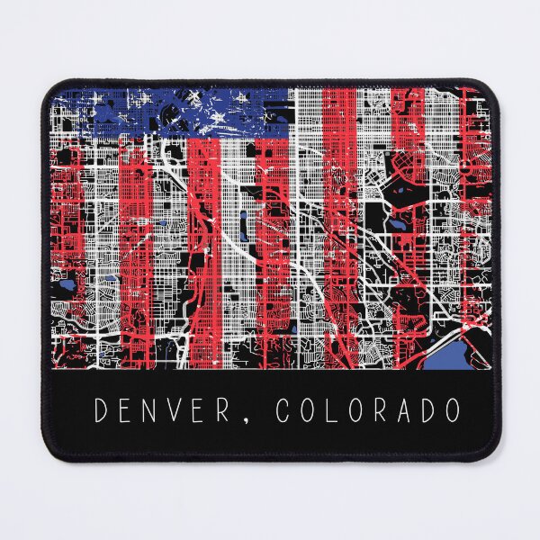 Item preview, Denver Colorado CO city map with US flag black and white designed and sold by gifts-ideas.