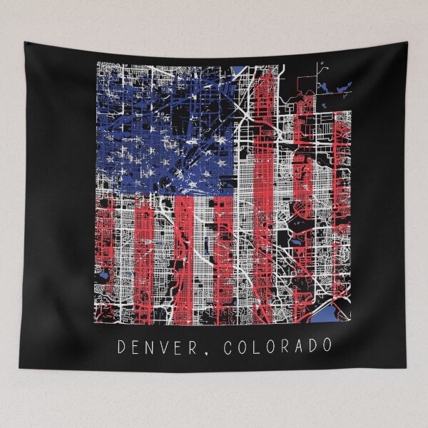 Item preview, Denver Colorado CO city map with US flag black and white designed and sold by gifts-ideas.