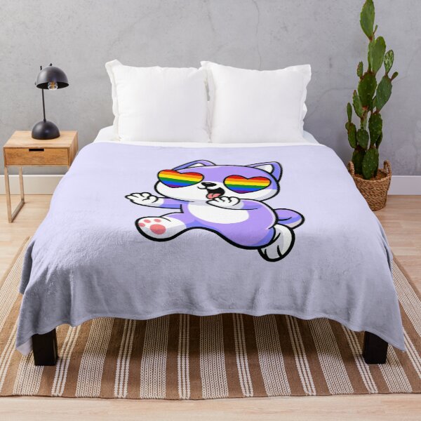 Item preview, Purple Shiba Inu Heart Eyes with Rainbow Pride Flag designed and sold by everything4eva.