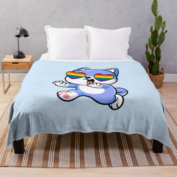 Item preview, Blue Shiba Inu Heart Eyes with Rainbow Pride Flag designed and sold by everything4eva.