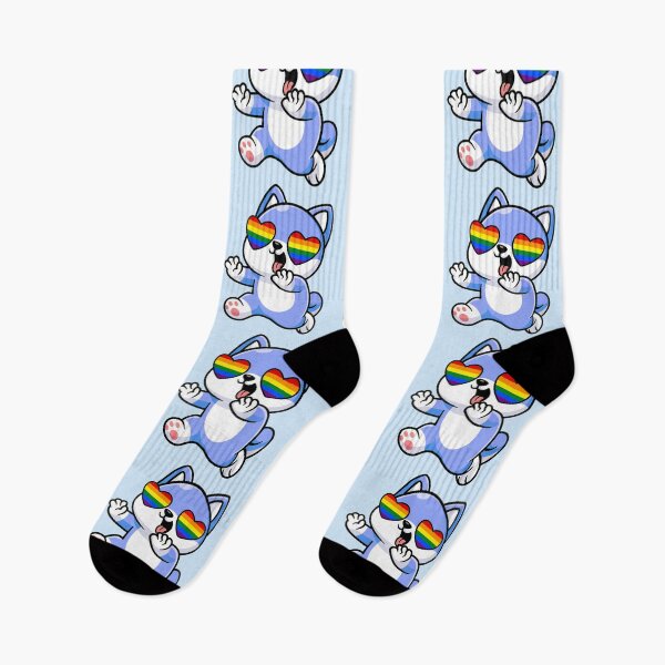 Item preview, Blue Shiba Inu Heart Eyes with Rainbow Pride Flag designed and sold by everything4eva.