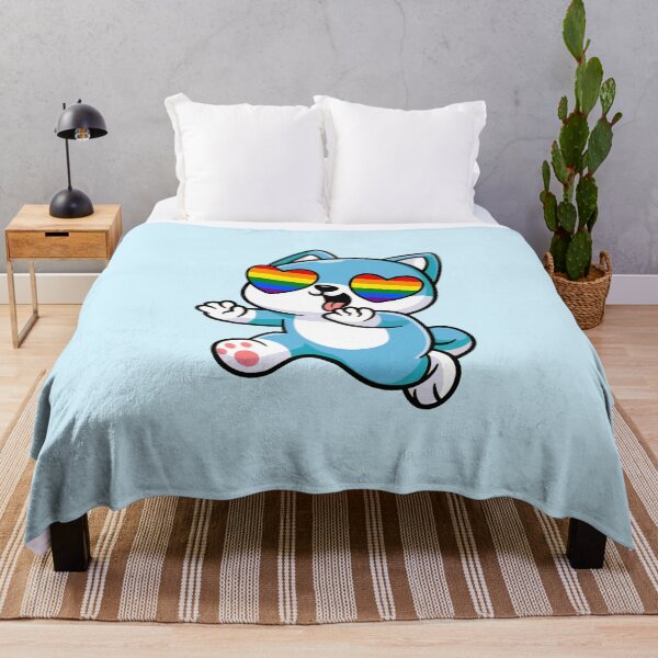 Item preview, Blue Shiba Inu Heart Eyes with Rainbow Pride Flag designed and sold by everything4eva.
