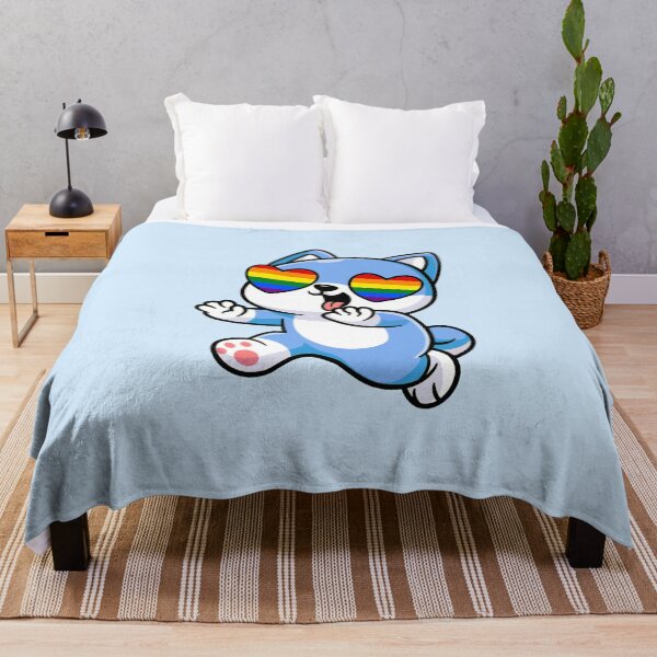 Item preview, Blue Shiba Inu Heart Eyes with Rainbow Pride Flag designed and sold by everything4eva.